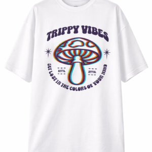 Trippy Vibes Mushroom Design Oversized T-Shirt